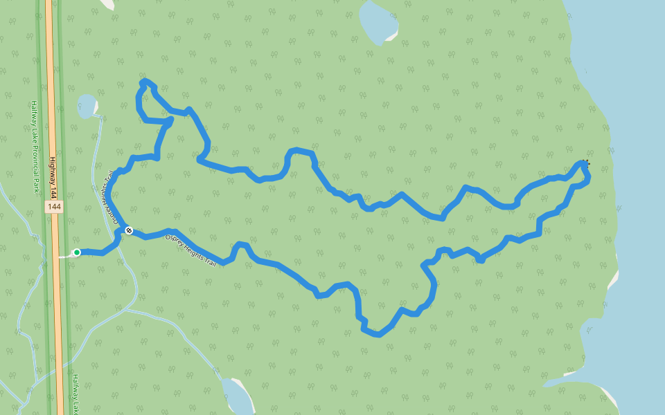 Osprey Heights Trail walking route map in Shining Tree