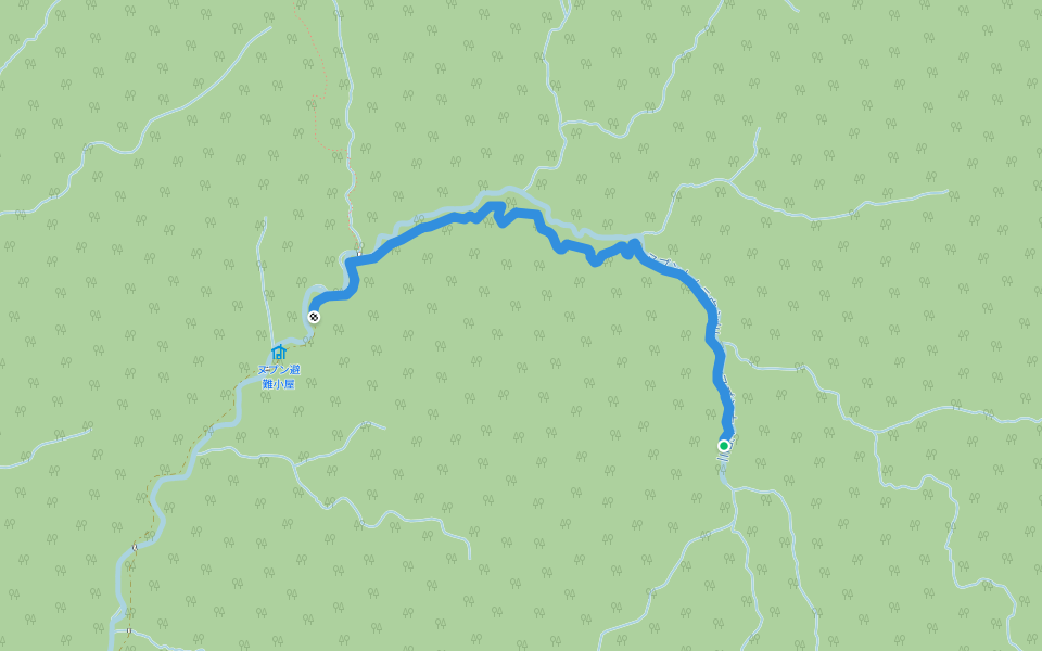 ヌプントムラウシ林道 walking route map in Shintoku