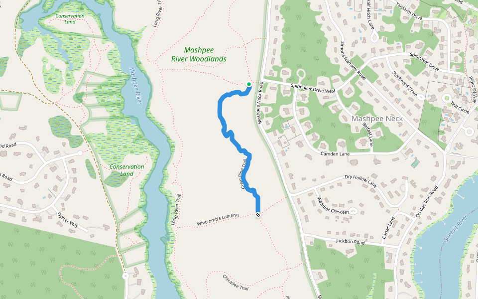 Great Pine Trail walking route map in Mashpee