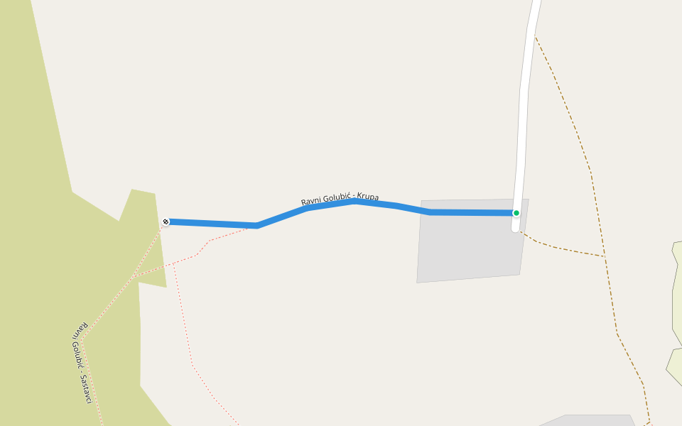 Ravni Golubić - Krupa walking route map in Golubić