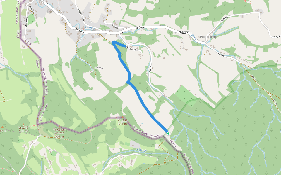trail walking route map in Vendryně