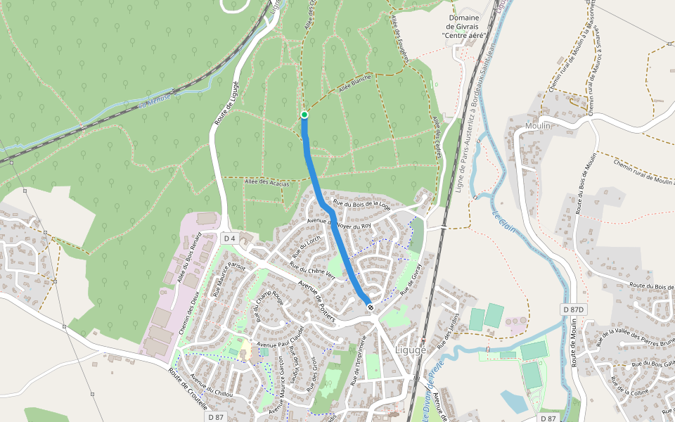 Chemin romain de Poitiers à Ligugé walking route map in Ligugé