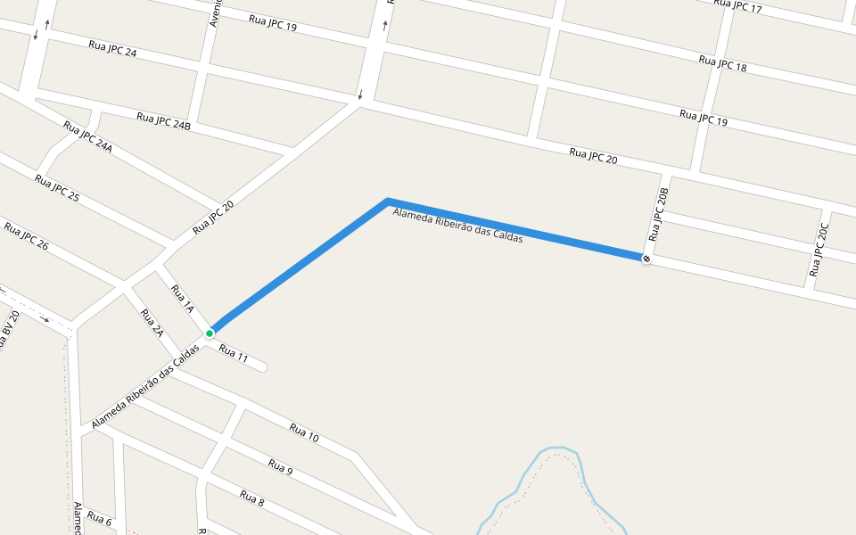 Alameda Ribeirão das Caldas walking route map in Caldas Novas