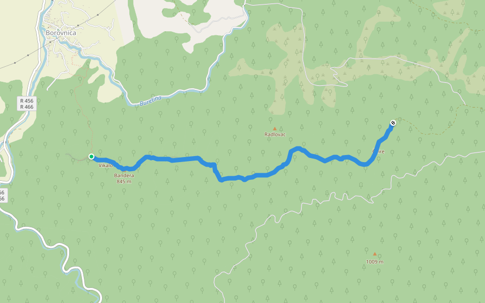 Veležka greda walking route map in Borovnica