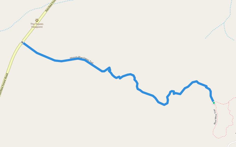 Historic Blue Forest Trail walking route map in Chambers