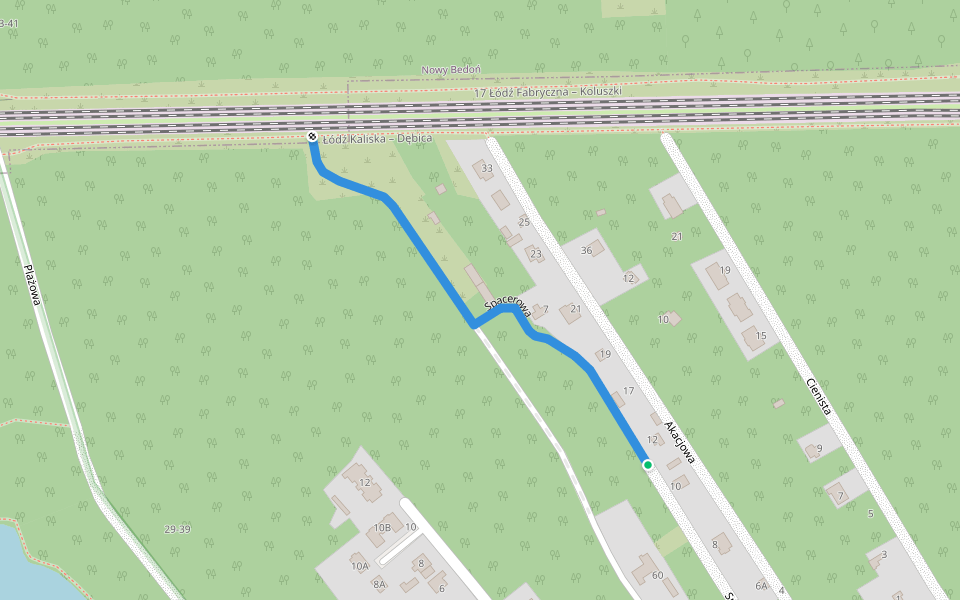 Spacerowa walking route map in Justynów