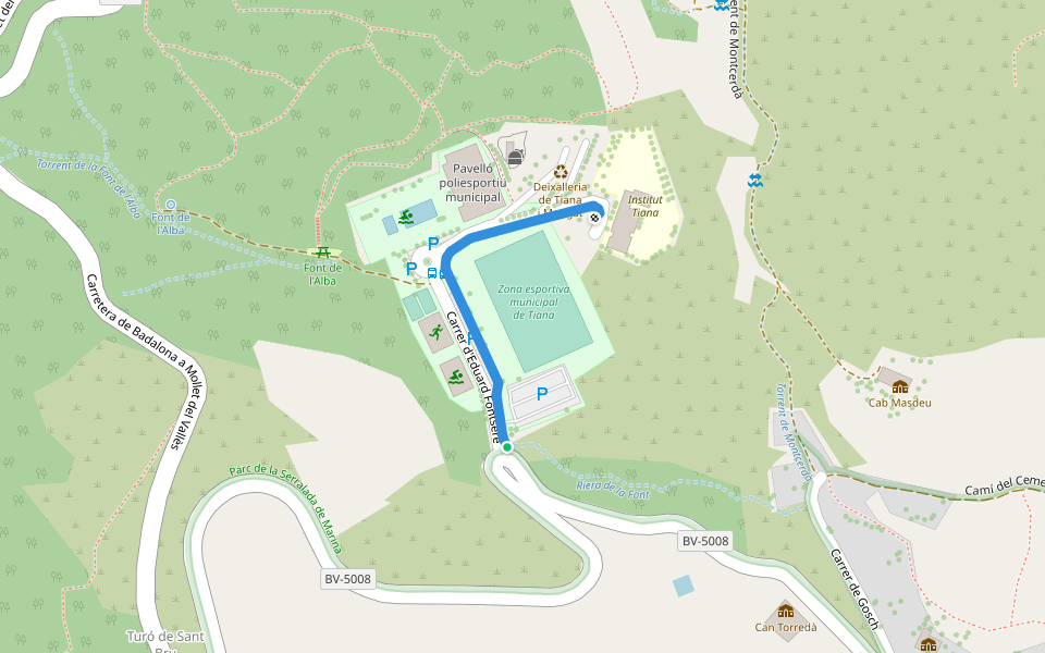 Carrer d'Eduard Fontserè walking route map in Tiana