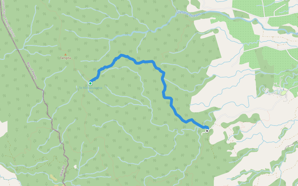 Rereatukahia Hut Track walking route map in Katikati
