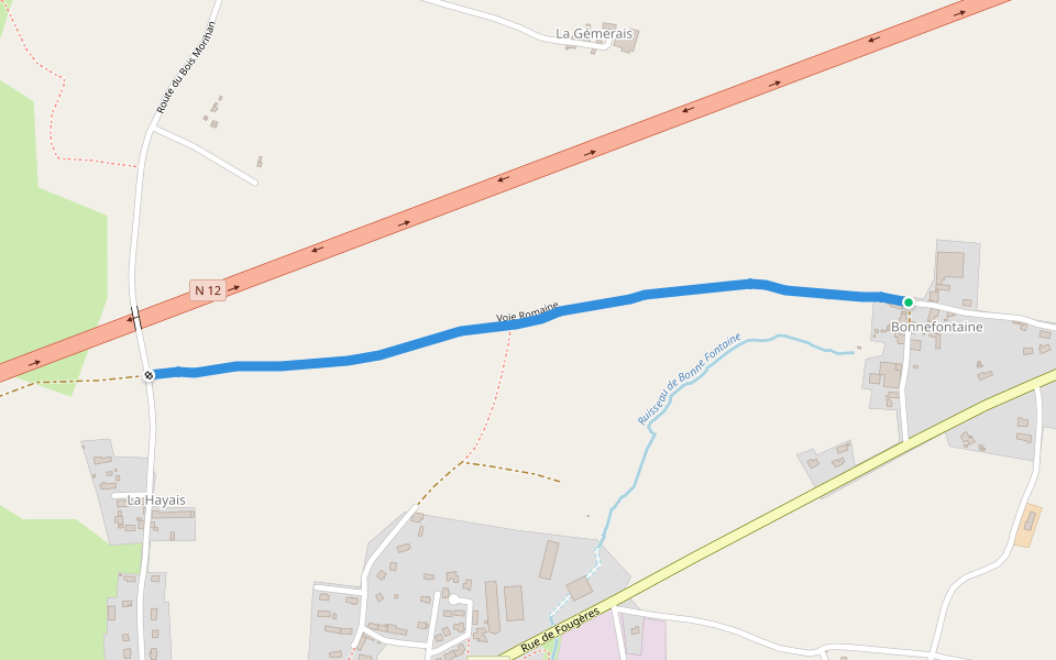 Voie Romaine walking route map in Romagné