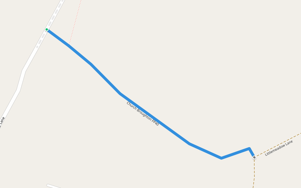 Church Broughton FP40 walking route map in Church Broughton