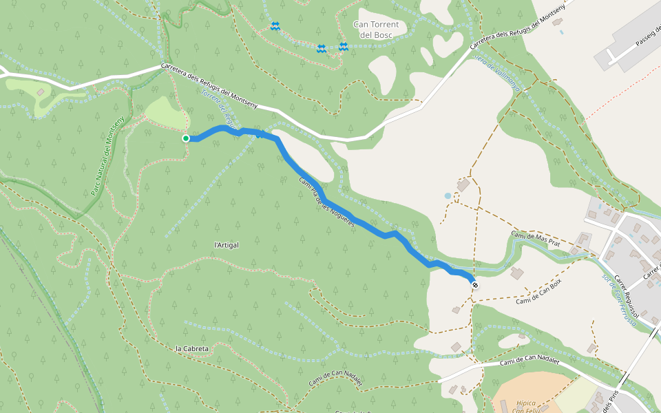 Camí Pla de les Nogueres walking route map in Sant Esteve de Palautordera