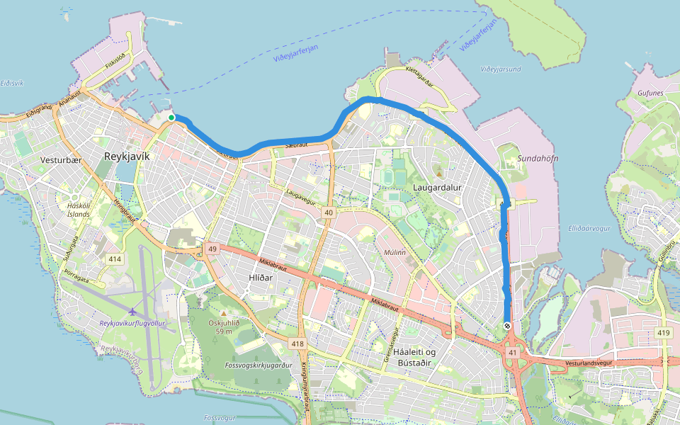Mánaleið walking route map in Reykjavík