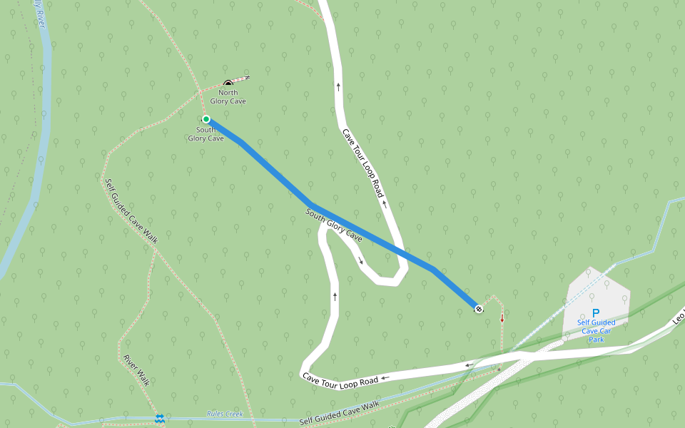 South Glory Cave walking route map in Yarrangobilly