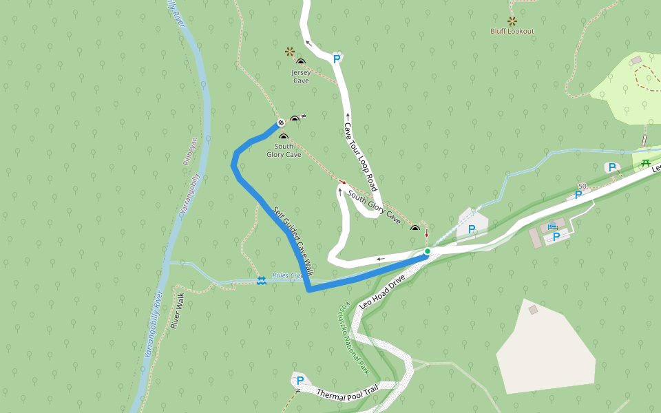 Self Guided Cave Walk walking route map in Yarrangobilly