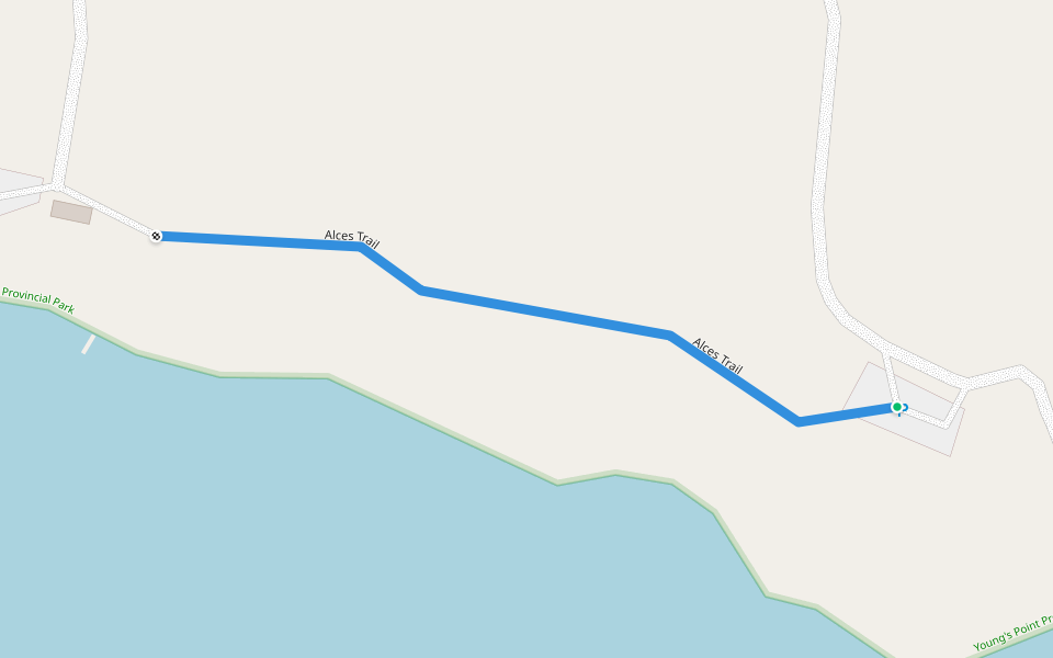 Alces Trail walking route map in Calais