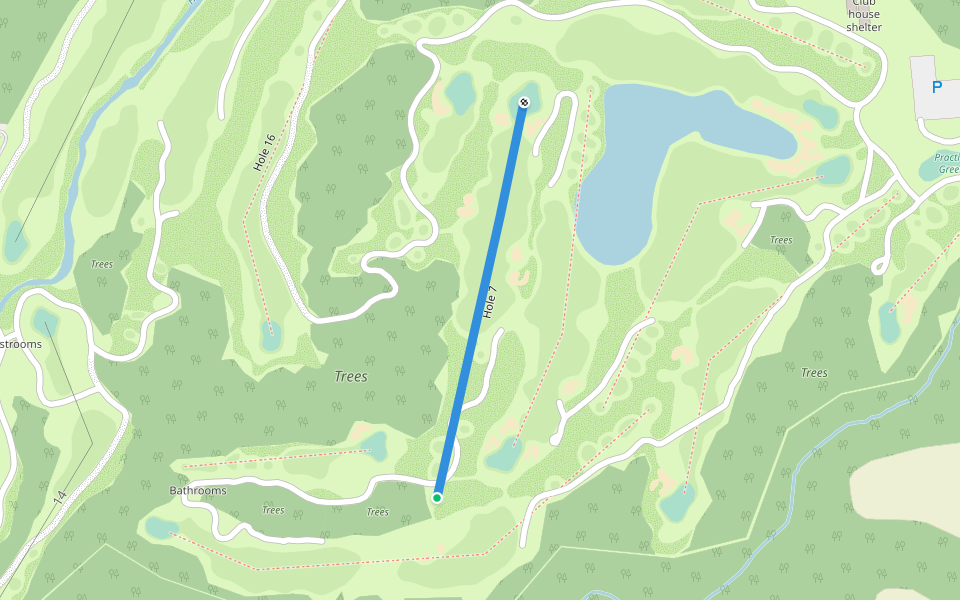 Hole 7 walking route map in Boone