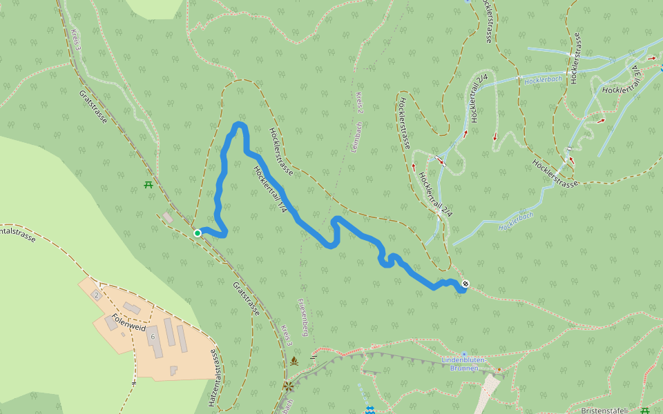 Höcklertrail 1/4 walking route map in Stallikon