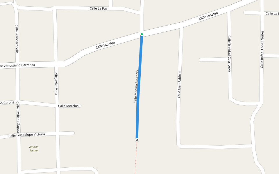 Calle Medina Ascencio walking route map in La Trinidad