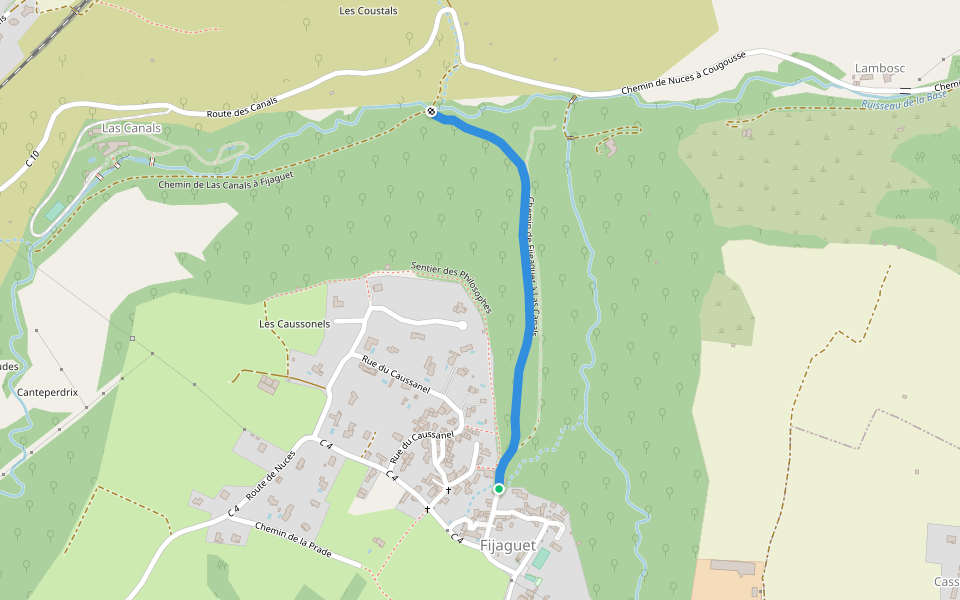 Chemin de Fijeaguet à Las Canals walking route map in Valady