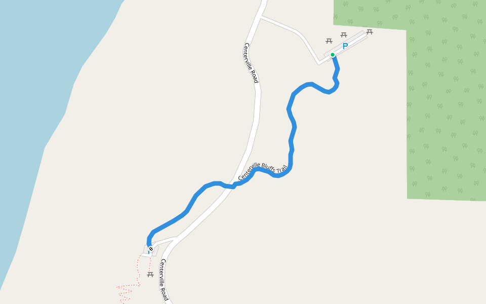 Centerville Bluffs Trail walking route map in Ferndale