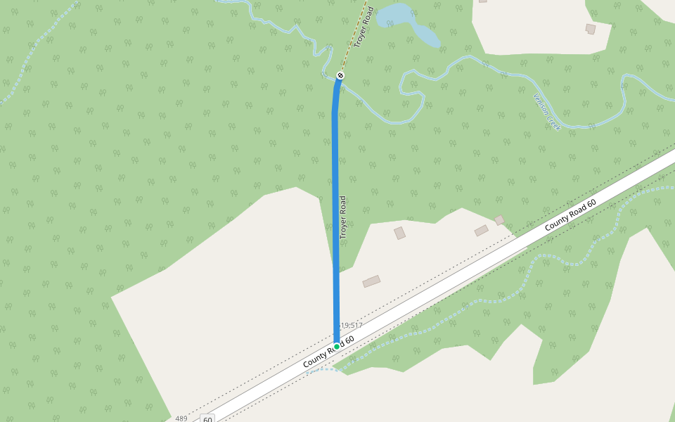 Troyer Road walking route map in Walsingham