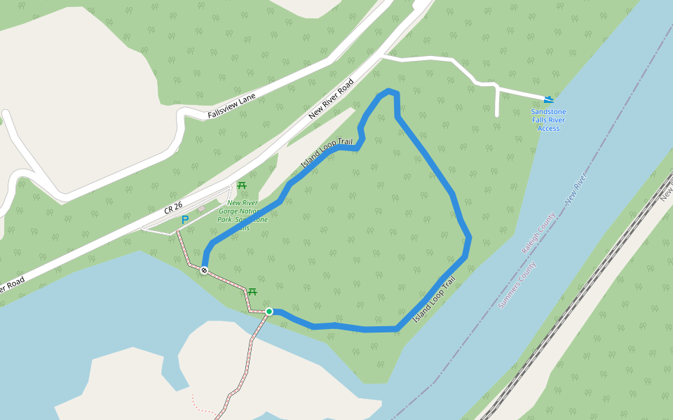 Island Loop Trail walking route map in Hinton