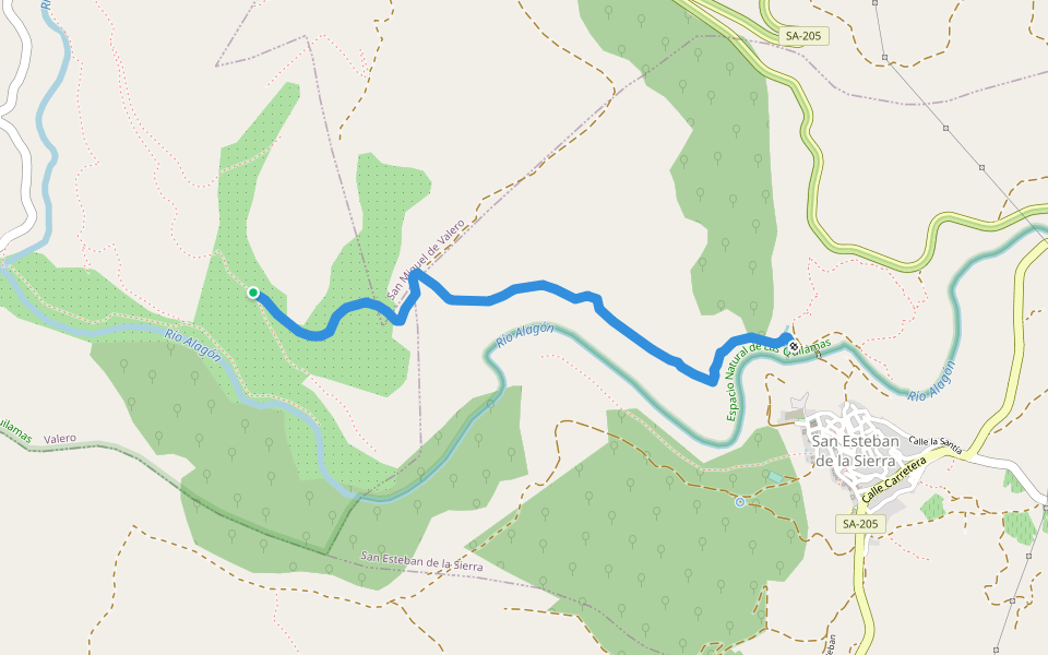 Camino Trasiego walking route map in Santibáñez de la Sierra