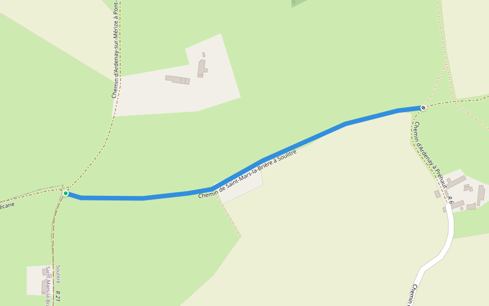 Chemin de Saint-Mars-la-Brière à Soulitré walking route map in Saint-Mars-la-Brière