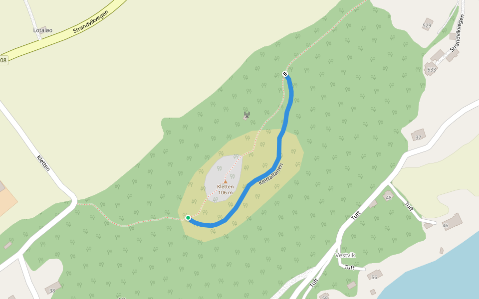 Klettaltanen walking route map in Strandvik