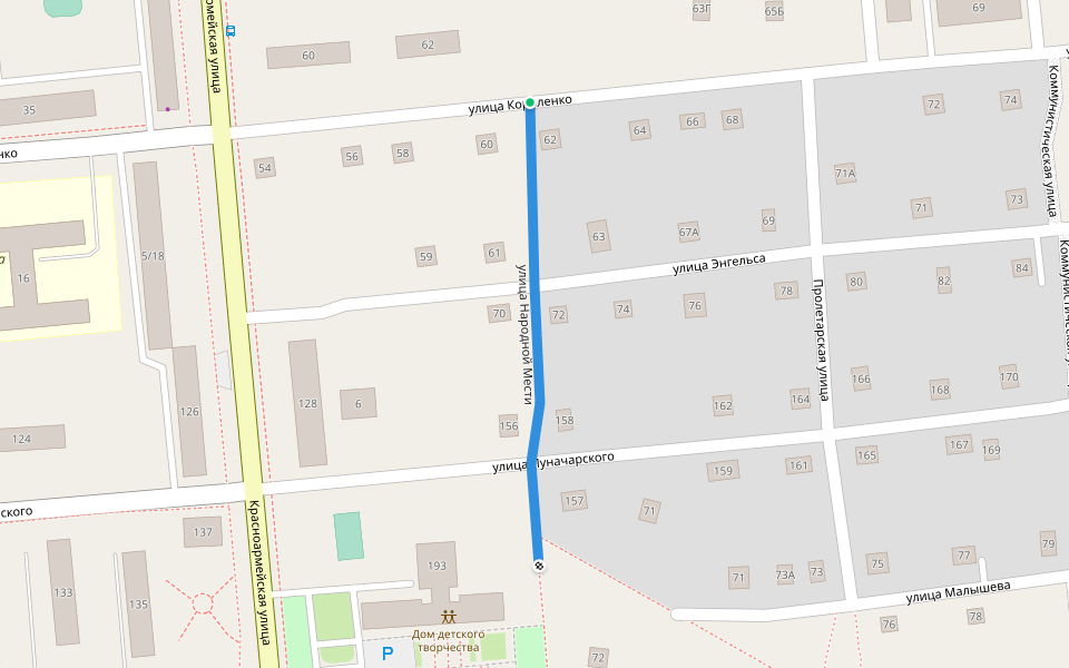 улица Народной Мести walking route map in Serov