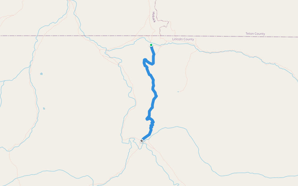 Shepard Creek Cutoff walking route map in Hoback