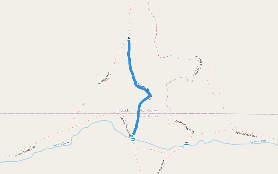 Adams Creek Cutoff walking route map in Hoback
