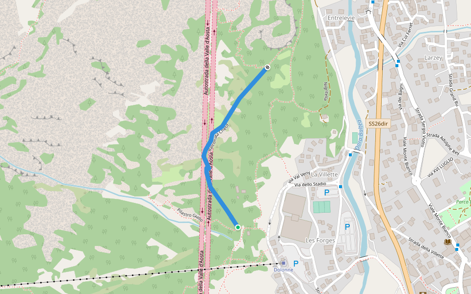 Balconata Chetif walking route map in Courmayeur