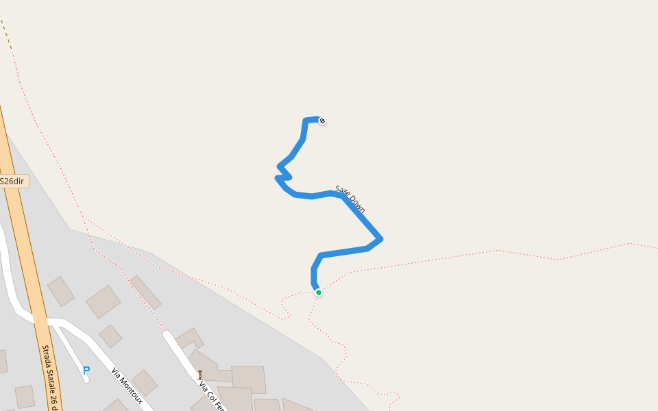 Saxe Down walking route map in Courmayeur
