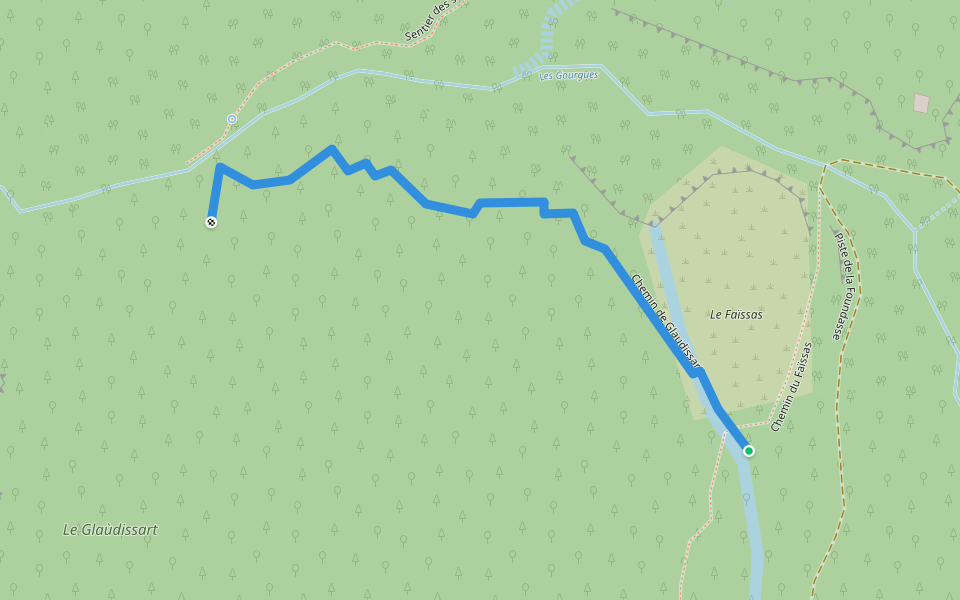 Chemin de Glaudissart walking route map in Roquebillière
