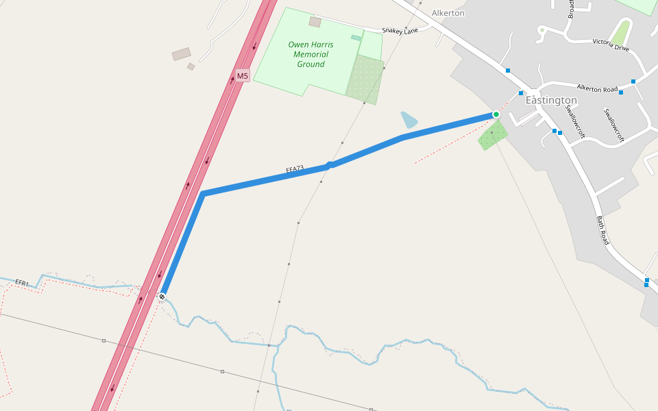 EEA73 walking route map in Eastington