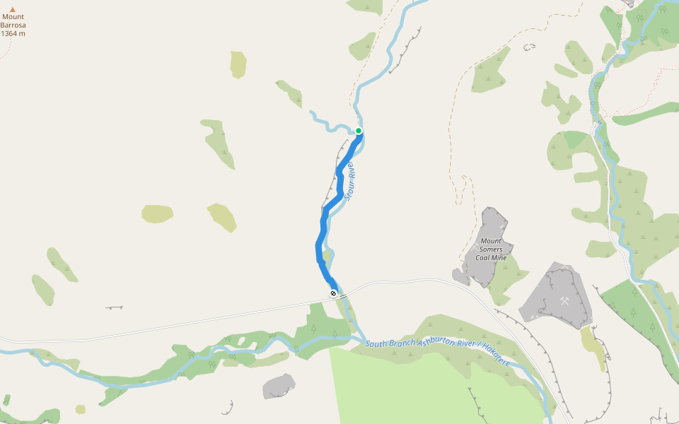 Stour Track walking route map in Mount Somers