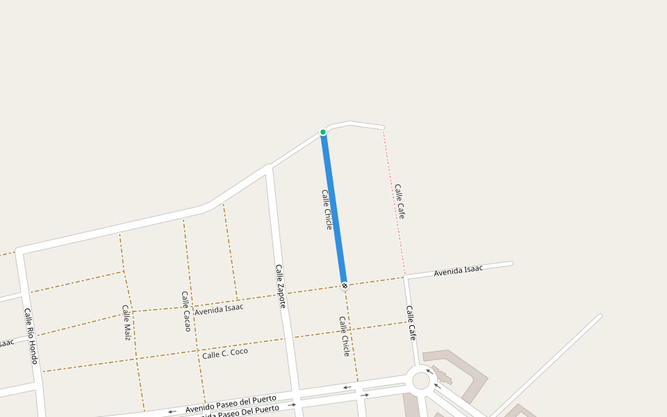 Calle Chicle walking route map in Mahahual