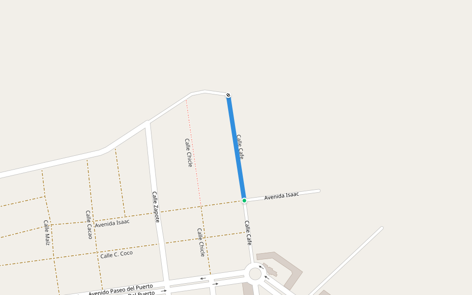 Calle Cafe walking route map in Mahahual