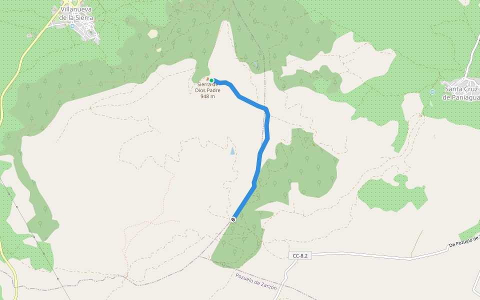 Corta Fuegos Peñas Blancas walking route map in Santa Cruz de Paniagua