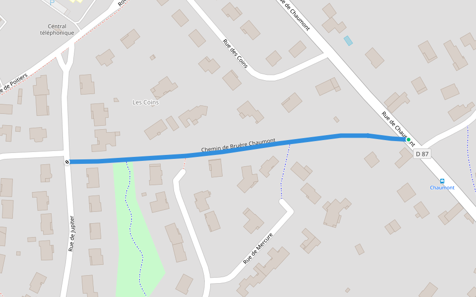 Chemin de Bruère Chaumont walking route map in Fontaine-le-Comte