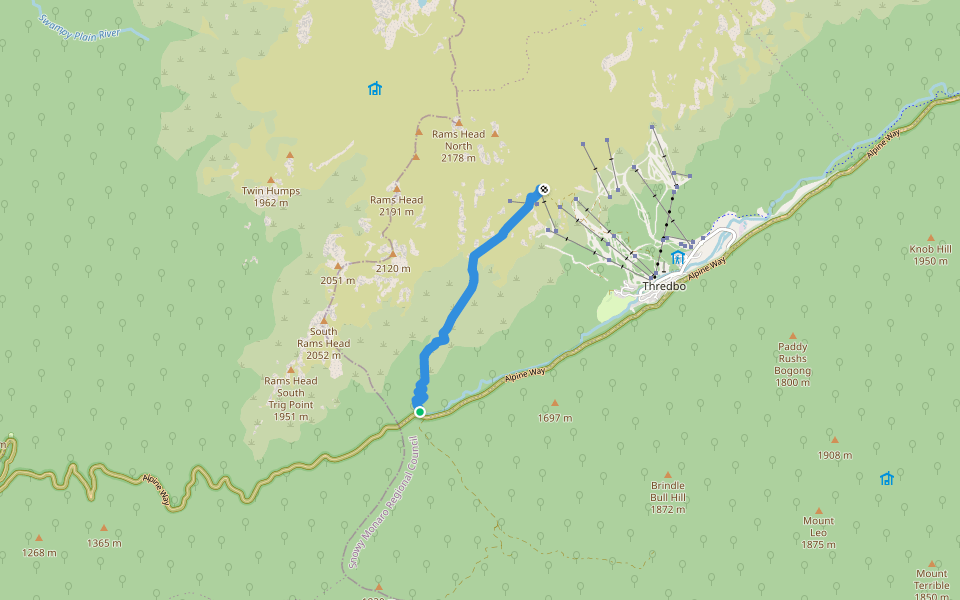 Dead Horse Gap Walking Track walking route map in Thredbo