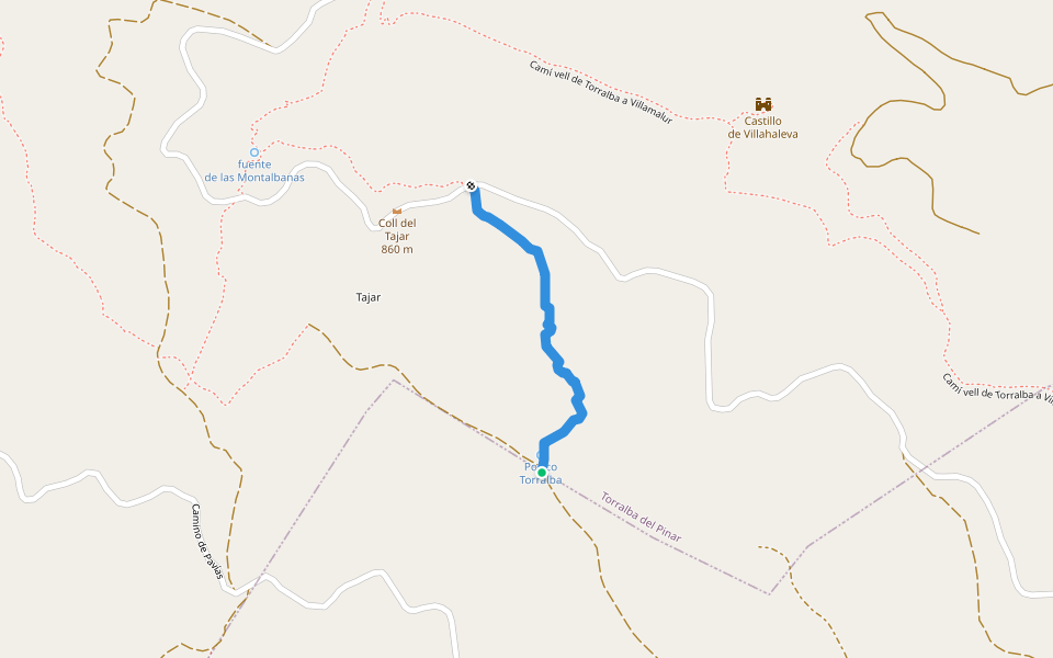 senda del Tajar walking route map in Torralba del Pinar