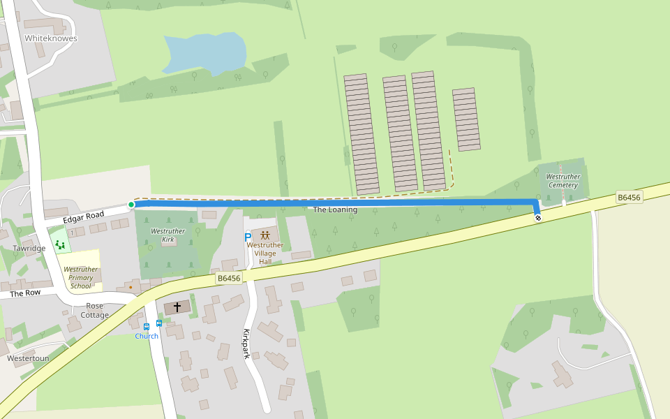 The Loaning walking route map in Westruther