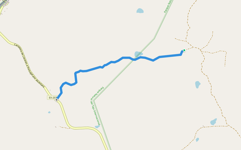 Via de la Estrella walking route map in Alcántara