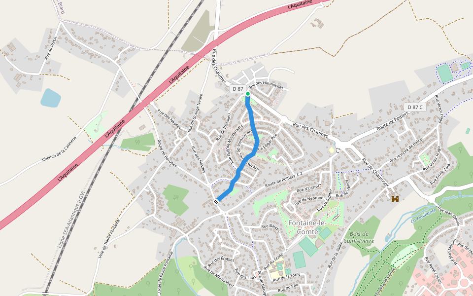 Allée Léon Pineau walking route map in Fontaine-le-Comte