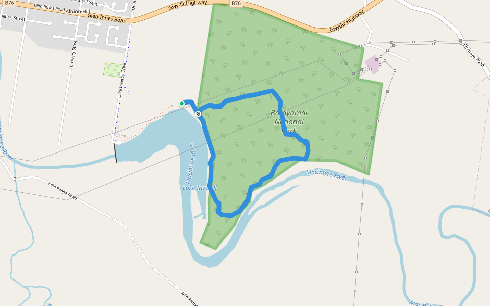 Barayamal Walk walking route map in Inverell