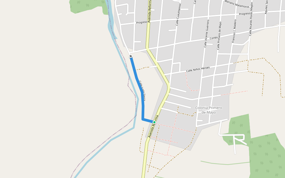 Calle Justo Sierra walking route map in San Francisco Ixhuatán