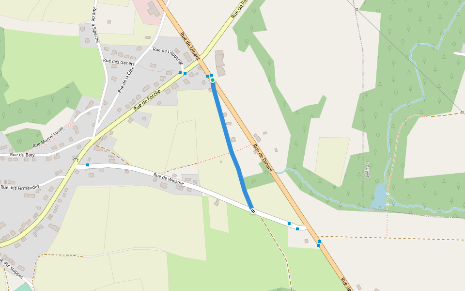 Chemin n°13 walking route map in Beauraing