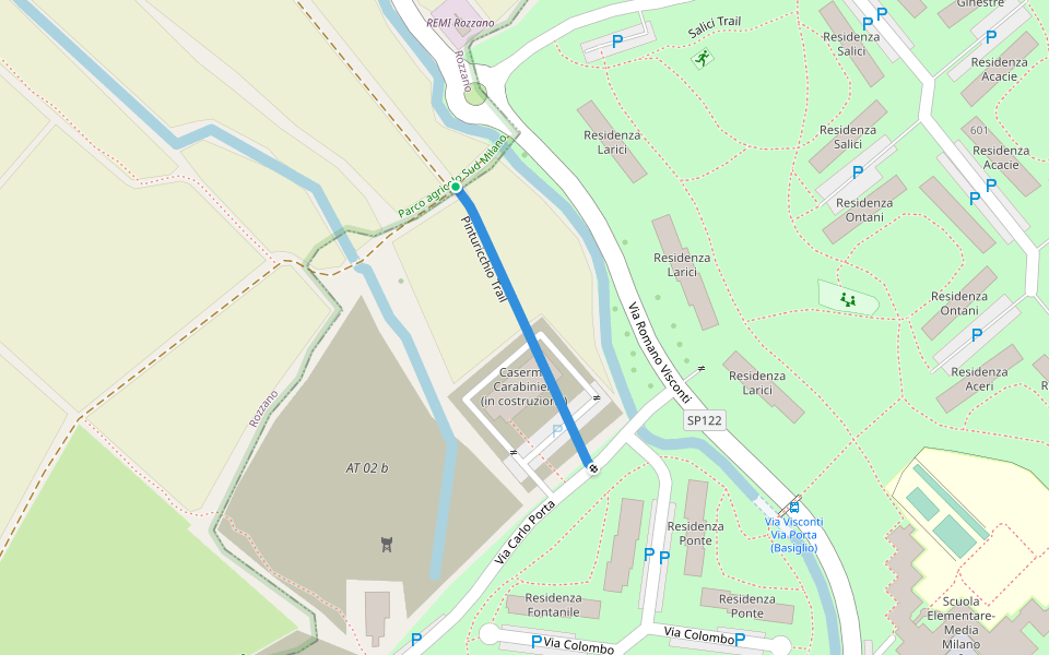 Pinturicchio Trail walking route map in Basiglio